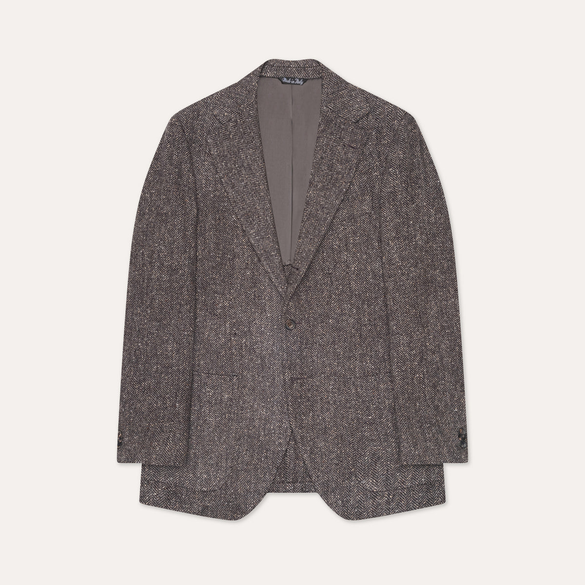 Charcoal Wool, Silk, and Cashmere Herringbine Tweed Waverly Jacket 