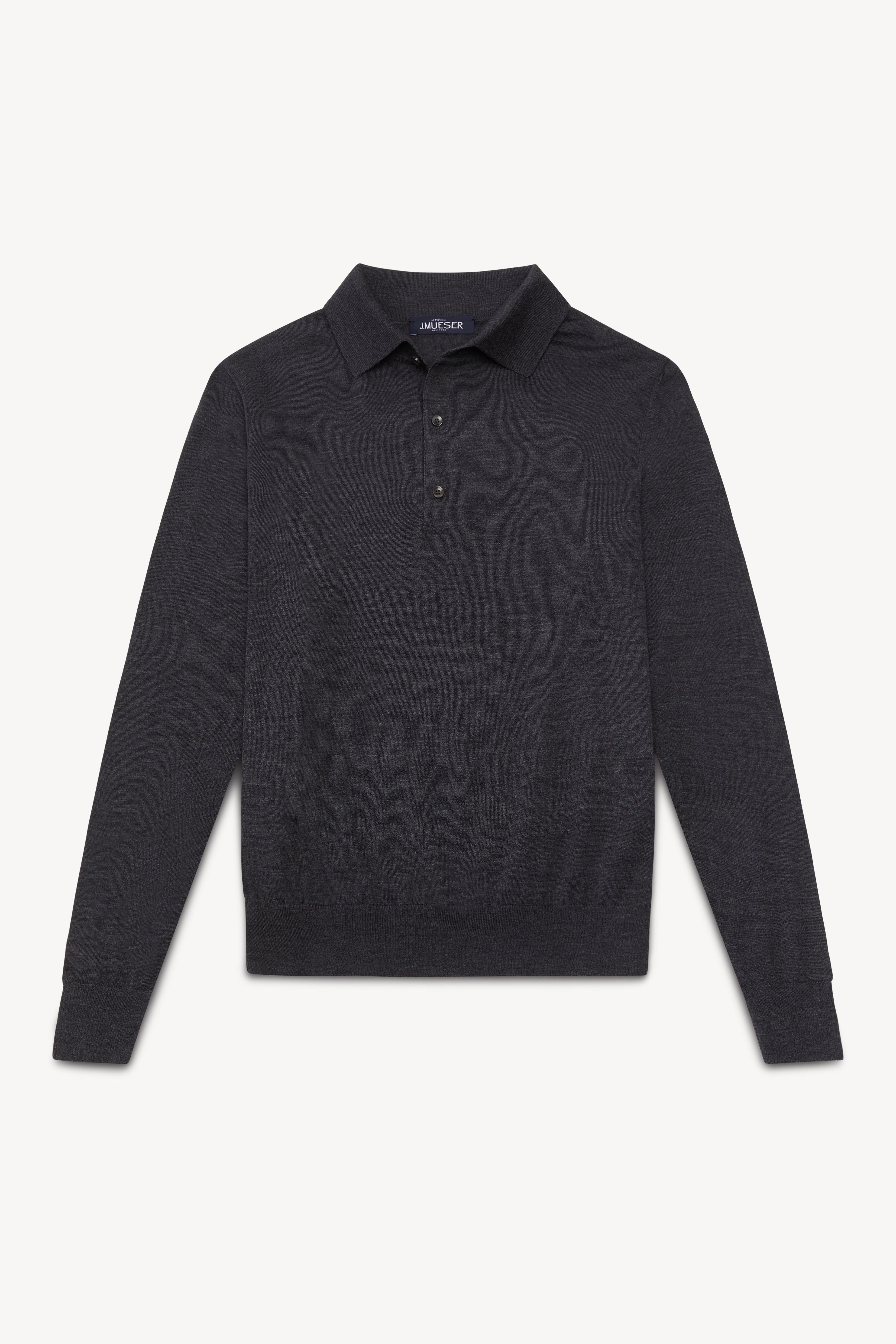 p　HARD TWIST MERINO KNIT BIG POLO Charcoal Merino Knit Polo – JMueser