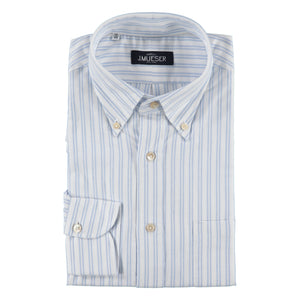 Blue Double Stripe Brushed Oxford Shirt