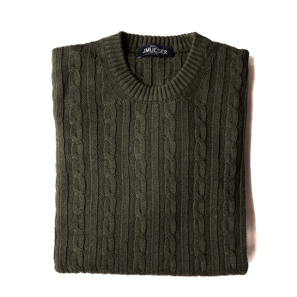 Olive green cable knit sweater best sale