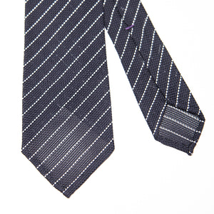 Navy Striped Grenadine Silk Tie