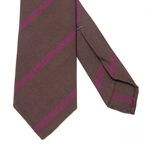 Brown and Magenta Striped Silk Tie