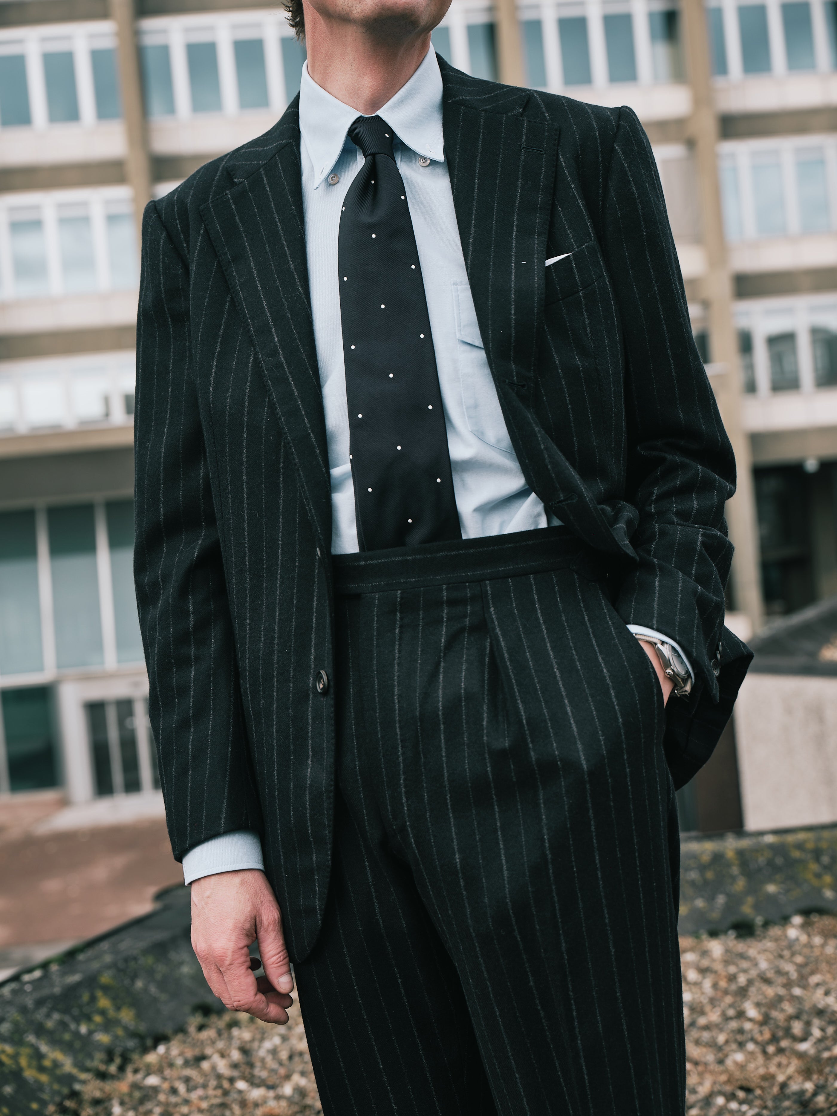 Charcoal Churchill Stripe Flannel Waverly Suit – JMueser