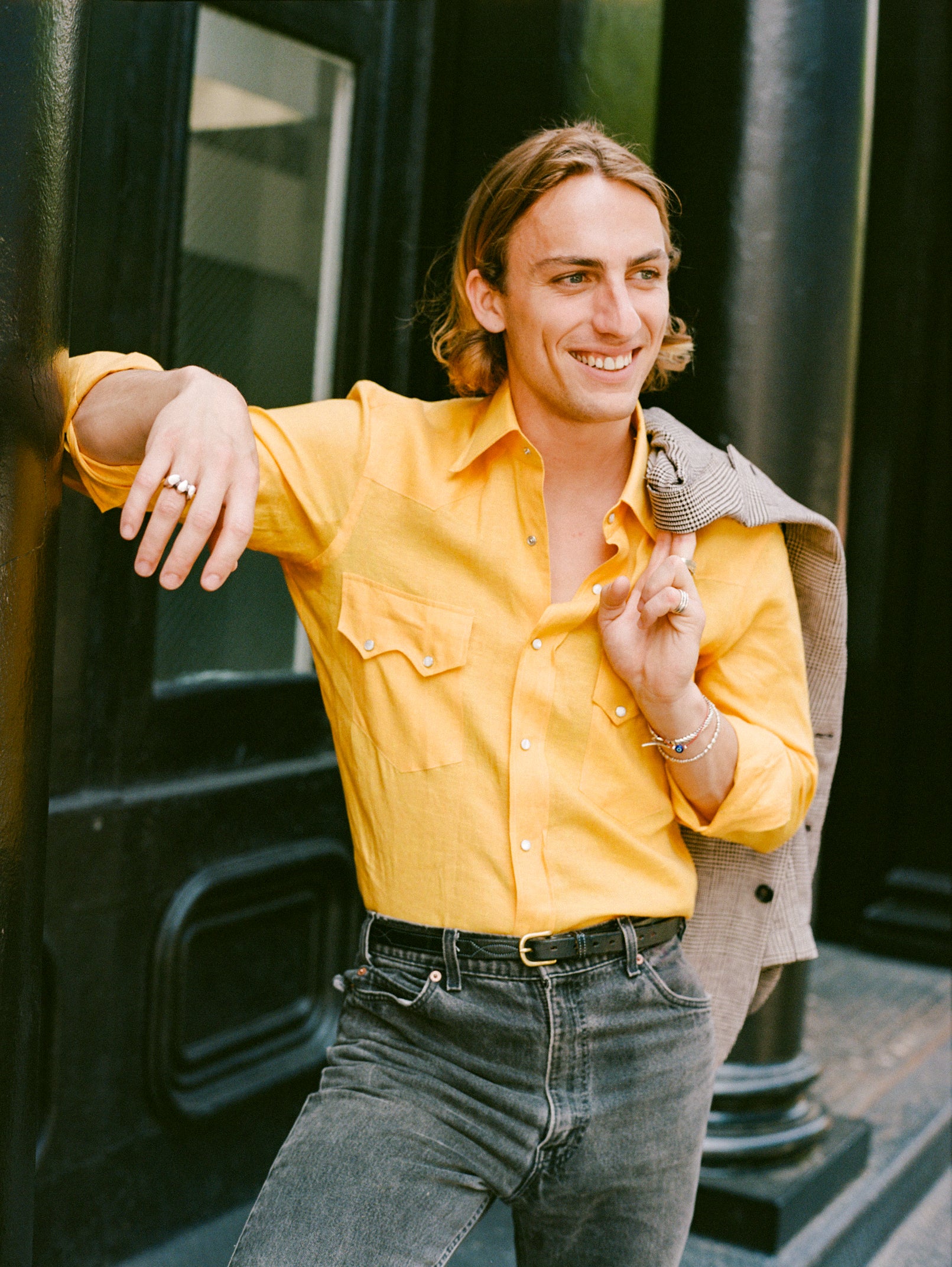 Yellow Linen Neapolitan Pearl Snap – JMueser