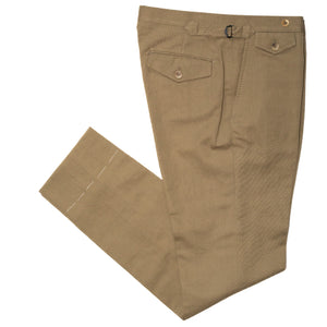 Tan Cotton Linen Waverly Trousers