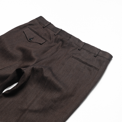 Brown Linen & Cotton Twill Trouser