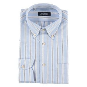 Light Blue Multi Stripe Brushed Oxford Shirt