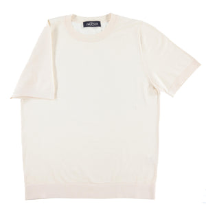 Ivory Cotton and Silk Short Sleeve T-Shirt