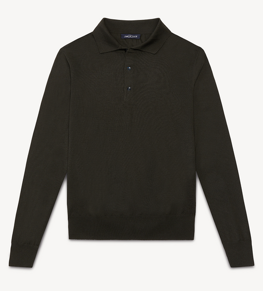 Olive Merino Knit Polo – JMueser