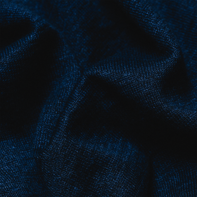 Navy Marled Cotton-Linen Crewneck