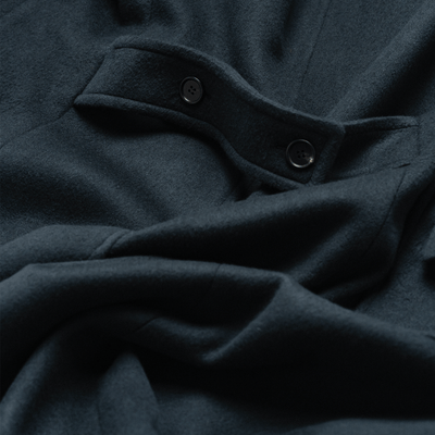 Navy Wool Cashmere Polo Coat