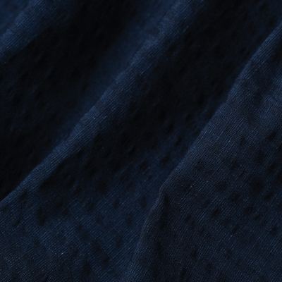 Navy Cotton & Linen Seersucker Button Down Shirt