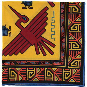 Aztec Bird Linen Pocket Square