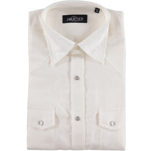 White Cotton Linen Neapolitan Pearl Snap Shirt