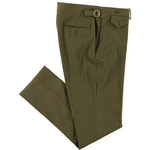 Olive Seersucker Campania Trousers