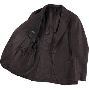 Brown Herringbone Linen Campania Jacket