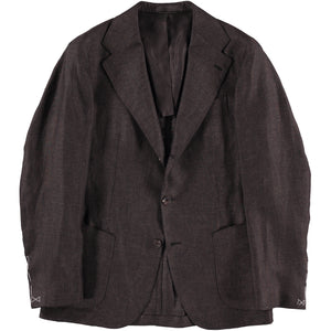 Brown Herringbone Linen Campania Jacket