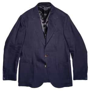 Navy Wool and Linen Campania Jacket